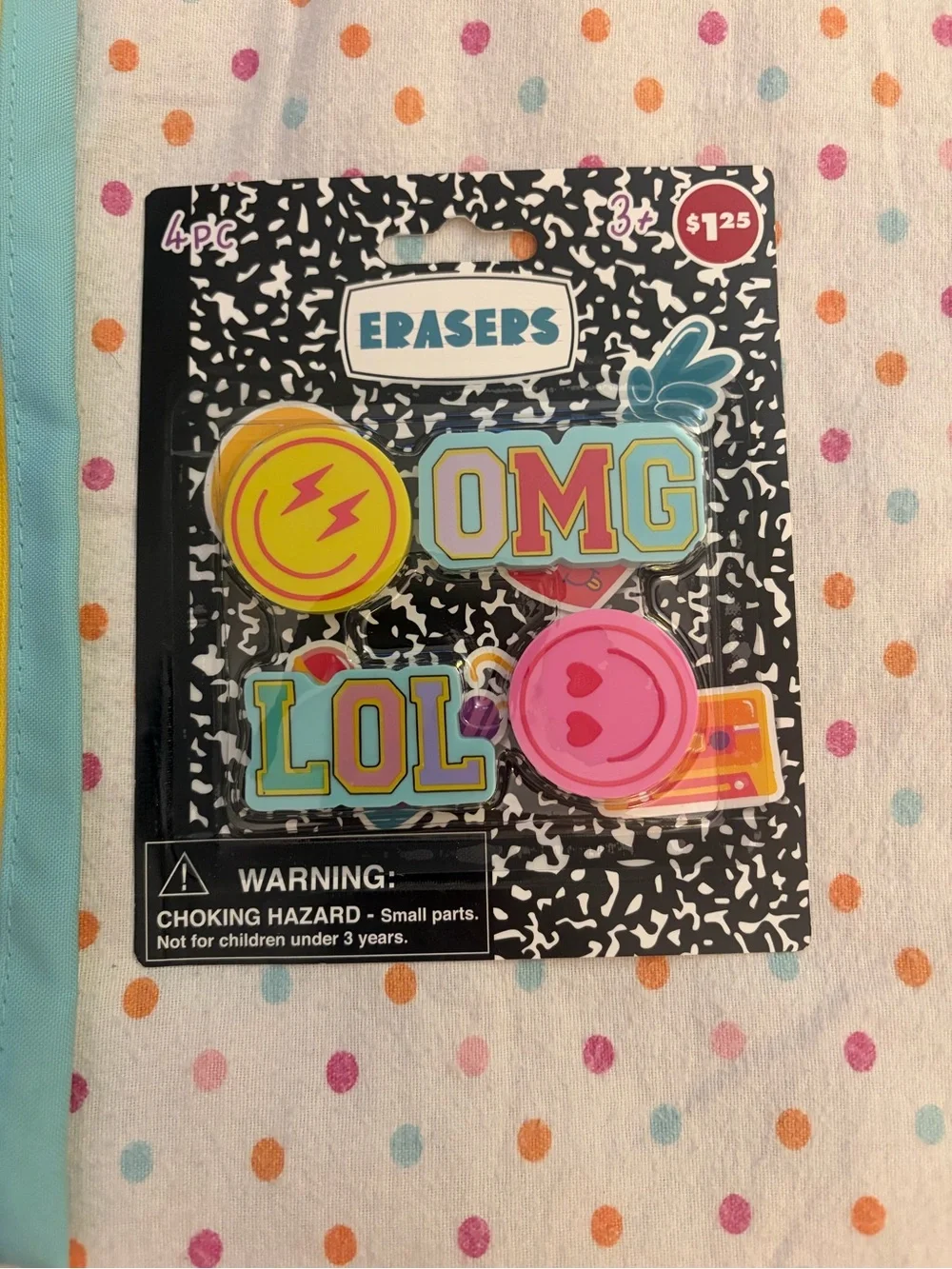 NWT Studio C Flamingo Zipper Binder Pencil Pouch + New 4 Pc Emoji Eraser Set